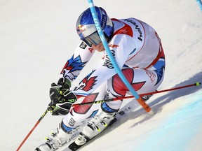 France's Alexis Pinturault competes during the men's giant slalom, at the alpine ski World Championships in Are, Sweden, Friday, Feb. 15, 2019.