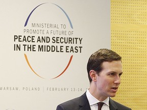 White House Senior Adviser Jared Kushner attends at a conference on Peace and Security in the Middle East in Warsaw, Poland, Thursday, Feb. 14, 2019. The Polish capital is host for a two-day international conference, co-organized by Poland and the United States.