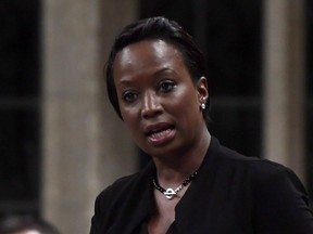 Parliamentary Secretary to the Minister of International Development Celina Caesar-Chavannes rises during Question Period in the House of Commons on Parliament Hill in Ottawa on Friday, May 25, 2018.