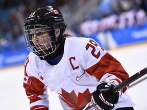 Canada's Marie-Philip Poulin looks on in the women's semi-final ice hockey match between Canada and the Olympic Athletes from Russia during the Pyeongchang 2018 Winter Olympic Games at the Gangneung Hockey Centre in Gangneung on February 19, 2018.