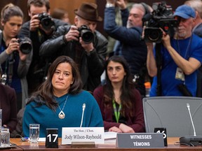 Former justice minister Jody Wilson-Raybould prepares to testify before a justice committee hearing on Parliament Hill in Ottawa on February 27, 2019.