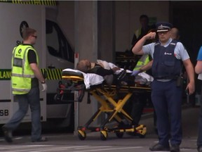 A shooting victim arrives at hospital in Christchurch, NZ.