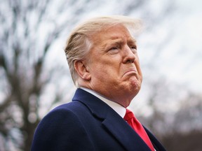 U.S. President Donald Trump speaks before boarding Marine One in Washington.