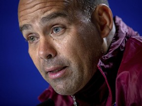 Venezuela's national soccer team coach Rafael Dudamel attends a press conference in Madrid, Spain, Thursday, March 21, 2019. Venezuela will play a friendly soccer match against Argentina on Friday.