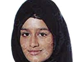 FILE - This undated photo released by the Metropolitan Police of London, shows Shamima Begum, a young British woman who went to Syria to join the Islamic State group and now wants to return to Britain. During an interview, Tuesday, March 5, 2019, in Sunamganu, Bangladesh, Begum's father, Ahmed Ali, said his daughter's citizenship should not be canceled and that she could be punished in the United Kingdom if it was determined she had committed a crime.