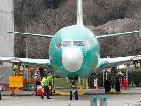 A Boeing 737 MAX 8 airplane at a Boeing Co. assembly plant, March 11, 2019, in Renton, Washington.