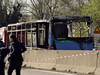 The wreckage of a school bus that was transporting some 50 children after it was torched by the bus’ driver, in San Donato Milanese on March 20, 2019.