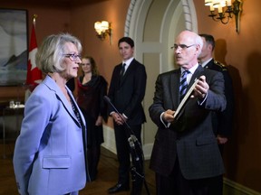 Joyce Murray is sworn in a Treasury Board President during a cabinet shuffle at Rideau Hall in Ottawa on Monday, March 18, 2019.