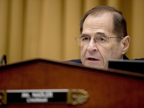 FILE - In this Friday, Feb. 8, 2019 file photo, Judiciary Committee Chairman Jerrold Nadler, D-N.Y., questions Acting Attorney General Matthew Whitaker as he appears before the House Judiciary Committee on Capitol Hill, in Washington. Emboldened by their new majority, Democrats are undertaking several broad new investigations into President Donald Trump and setting the stage for a post-Robert Mueller world. Nadler has helped lead the charge to pressure the Justice Department to release the full report by Mueller to the public.