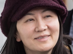 Huawei chief financial officer Meng Wanzhou, who is out on bail and remains under partial house arrest after she was detained Dec. 1 at the behest of American authorities, arrives back at her home after a court appearance in Vancouver, on Wednesday, March 6, 2019.