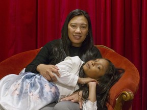 Vanessa Rodel and her seven-year-old daughter Keana are photographed following a news conference in Toronto on Tuesday, March 26, 2019.