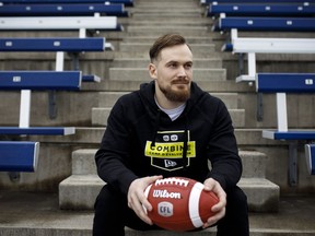 Danish football player Frederik Myrup Nielsen is photographed in Toronto, Thursday, March 21, 2019. Nielsen is in Toronto to participate in the CFL combine and part of the CFL's strategy to bring over European players.