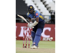 Sri Lanka's Avishka Fernando, plays a shot at the wicket during the first T20 cricket match between South Africa and Sri Lanka at Newlands in Cape Town, South Africa, Tuesday, March 19, 2019.