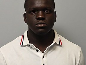 Nelson Lugela is seen in this undated police handout photo provided by the Alberta Courts. A judge is expected to deliver a verdict today in the trial of a man accused of killing a football player with the Calgary Stampeders. Nelson Lugela, who is 21, is charged with second-degree murder in the death of Mylan Hicks outside the Marquee Beer Market in Calgary in September 2016.