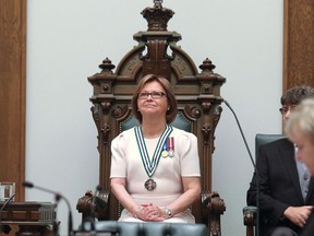 Judy Foote is installed as lieutenant-governor of Newfoundland and Labrador, with her husband Howard Foote by her side, at a ceremony at the Confederation Building in St. John's on May 3, 2018. There has been an outpouring of support for the lieutenant-governor of Newfoundland and Labrador after she said her heart was broken following the death of her mixed breed terrier, Salty Dog. More than 500 people offered condolences to Judy Foote after she posted a photo on Facebook of the big-eyed dog, who died Monday at the age of 15.