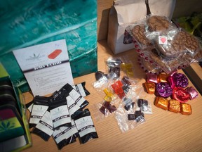Edible marijuana products are displayed for sale at a Weeds Glass & Gifts medical marijuana dispensary in downtown Vancouver on May 1, 2015. Atlantic Canada's largest children's hospital is warning parents about the risks of edible weed, after a flood of cannabis-related calls to its poison centre last year. The IWK Health Centre says its centre fielded three times as many cannabis calls as it had in 2015. It says poison centres across country have reported increased weed exposures since it was legalized last October, with the most notable increase being concentrated cannabis products and weed-infused food, especially in kids 12 and under.