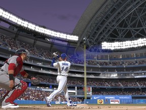 Toronto Blue Jays' Justin Smoak is shown during an at-bat at the Rogers Centre in Toronto in this screenshot from the game "MLB The Show 19" in handout photo. From Babe Ruth's debut as a pitcher to Jose Bautista's bat-flip homer, "MLB The Show 19" allows you to relive history. The 2019 edition of the PlayStation baseball franchise, out Tuesday, is touting its new "Moments" mode as a way to dip into baseball's past for a quick video-game fix.