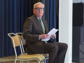 Kevin Vickers, the former House of Commons sergeant-at-arms, waits for his introduction as he announces his intention to run for the leadership of the New Brunswick Liberals, in Miramichi, N.B. on Friday, March 15, 2019. Vickers could have some competition in New Brunswick's Liberal leadership race.A senior party official confirmed today that at least one other personal has applied to become a candidate, though party rules prevented him from releasing their identity.THE CANADIAN PRESS/Andrew Vaughan