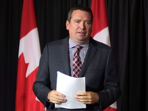 Christian Paradis, minister of International Development and La Francophonie, holds a news conference in Ottawa, Saturday, September 12, 2015. Facebook Inc. won't say whether it pressured a former federal infrastructure minister into assuring the tech giant that Canada would not seek jurisdiction over non-Canadian data if the company was to build data centre in the country.