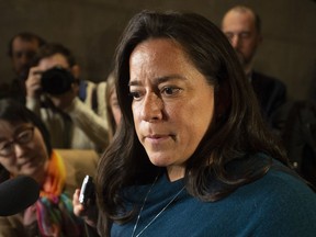 Jody Wilson-Raybould speaks with the media after appearing infront of the Justice committee in Ottawa on February 27, 2019.