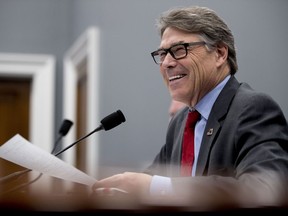 Energy Secretary Rick Perry testifies during a House Appropriations subcommittee hearing on budget on Capitol Hill in Washington, Tuesday, March 26, 2019.