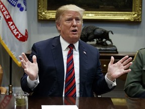 President Donald Trump speaks in the Roosevelt Room of the White House, Wednesday, March 13, 2019, in Washington. Trump said the U.S. is issuing an emergency order grounding all Boeing 737 Max 8 and Max 9 aircraft "effective immediately," in the wake of the crash of an Ethiopian Airliner that killed 157 people.