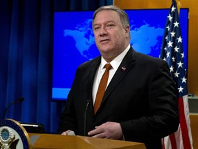 Secretary of State Mike Pompeo speaks during the release of the 2018 Country Reports on Human Rights Practices at the Department of State in Washington, Wednesday, March 13, 2019.