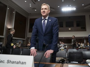Acting Defense Secretary Patrick Shanahan goes before the Senate Armed Services Committee to discuss the Department of Defense budget, on Capitol Hill in Washington, Thursday, March 14, 2019.
