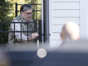 Attorney General William Barr leaves his home in McLean, Va., on Sunday morning, March 24, 2019. Barr is preparing a summary of the findings of the special counsel investigating Russian election interference.  The release of Barr's summary of the report's main conclusions is expected sometime Sunday.