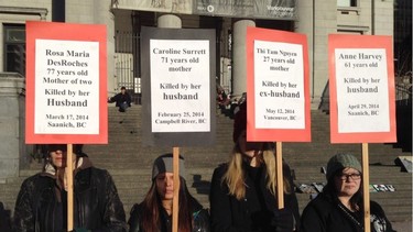 Members of Vancouver Rape Relief and Women¹s Shelter pictured at a 2014 rally to call attention to domestic homicides.