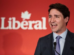 Prime Minister Justin Trudeau delivers opening remarks during a Liberal donor appreciation event at Inn at the Forks in Winnipeg, Monday, March 25, 2019.