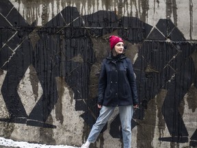 In this photo taken on Wednesday, March 27, 2019, actress Kateryna Savchenko, 24, poses for a photo during an interview with the Associated Press in Kiev, Ukraine. Five years after a deadly separatist conflict broke out in eastern Ukraine, a generation of first-time voters in rebel-held areas have been cut off from Ukraine's presidential election on Sunday, March 31.