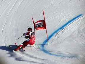 Austria's Marcel Hirscher speeds down the course during an alpine ski, men's giant slalom, at the alpine ski, World Cup finals in Soldeu, Andorra, Saturday, March 16, 2019.