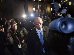 FILE - In this March 25, 2019, file photo, attorney Michael Avenatti leaves Federal Court after his initial appearance in an extortion case in New York. Avenatti, the trash-talking lawyer who became a household name by representing a porn star and hounding Donald Trump, is now in the legal fight of his life against federal charges that could send him to prison for the rest of his life.