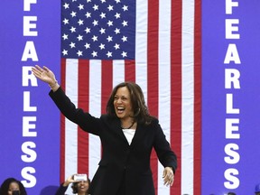 U.S. Senator Kamala D. Harris, D-California, takes the stage for a campaign rally at Morehouse College on Sunday, March 24, 2019, in Atlanta. The Democratic candidate for president is at least the fifth presidential candidate to visit Georgia in the 2020 cycle.