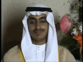 An undated graphic of Hamza bin Laden released by the CIA. In this graphic, he is allegedly at his wedding.