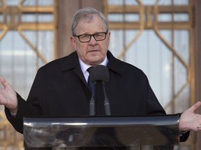 Minister of Veterans Affairs and Associate Minister of National Defence Lawrence MacAulay speaks to reporters following a cabinet shuffle at Rideau Hall in Ottawa on Friday, March 1, 2019.