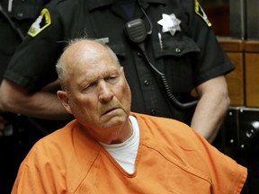 In this April 27, 2018 file photo Joseph DeAngelo is arraigned in Sacramento County Superior Court in Sacramento, Calif. DeAngelo,  the man accused of being a notorious California serial killer who eluded capture for decades had been arrested by Sacramento police in the 1990s, years before he was connected to the murders.
