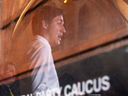 Prime Minister Justin Trudeau speaks with reporters before meeting with his caucus in October 2018.