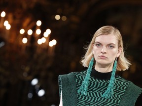 A model wears a creation as part of the Stella McCartney ready to wear Fall-Winter 2019-2020 collection, that was presented in Paris, Monday, March 4, 2019.