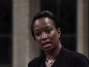 Then-Parliamentary Secretary to the Minister of International Development Celina Caesar-Chavannes rises during Question Period in the House of Commons on Parliament Hill in Ottawa on Friday, May 25, 2018.