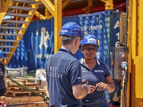 Stephanie Marie, a young scientist from the Seychelles, looks on before her trip in a submersible off the coast of the Seychelles, on Friday 8 March, 2019. A young scientist from the Seychelles has become the first known Seychellois to explore deep below scuba depth in the largely uncharted waters of her island nation. 23-year-old Stephanie Marie was offered a seat in a submersible for a technical test dive near the tiny Alphonse atoll on International Women's Day. The marine researcher is taking part in the Nekton Mission to explore the Indian Ocean, one of the last major unexplored frontiers.