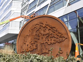Swedbank's headquarters in Sundbyberg, Stockholm, Wednesday March 27, 2019. The headquarters of one of Sweden's largest banks are being raided by authorities as part of an investigation into whether Swedbank was connected to a massive money laundering scandal in the Baltic countries.