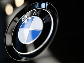 The logo of German car manufacturer BMW is pictured on a BMW car prior to the earnings press conference in Munich, Germany, Wednesday, March 20, 2019.