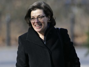 In this Jan. 28, 2019 file photo, Nancy Salzman arrives to Brooklyn federal court in New York. Salzman, a co-founder of an embattled upstate New York self-help organization is expected to plead guilty in a case featuring sensational claims that some followers became branded sex slaves.