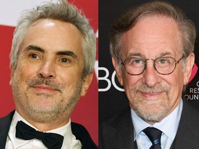 Steven Spielberg (right) has announced he would support action to exclude Netflix from the Oscars, after Roma, Alfonso Cuaron (right)'s movie was nominated this year.