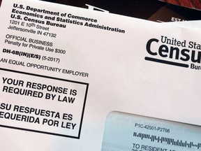 FILE - This March 23, 2018 file photo shows an envelope containing a 2018 census letter mailed to a U.S. resident as part of the nation's only test run of the 2020 Census. As the U.S. Supreme Court weighs whether the Trump administration can ask people if they are citizens on the 2020 Census, the Census Bureau is quietly seeking comprehensive information about the legal status of millions of immigrants.