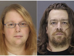 FILE - This combination of file photos provided on Sunday, Jan. 8, 2017, by the Bucks County District Attorney shows Sara Packer, left, and Jacob Sullivan. Sullivan pleaded guilty Tuesday, Feb. 19, 2019, to first-degree murder in the 2016 death of 14-year-old Grace Packer. Sullivan pleaded guilty to all charges in the 2016 death of Grace Packer. The penalty phase of his trial opens Friday, March 15, 2019 outside Philadelphia. A jury will hear testimony about Sullivan's crimes before deciding on a sentence of either life in prison or death. (Bucks County District Attorney via AP, File)