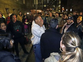 Supporters of Antwon Rose II, gather outside the Allegheny County Courthouse after hearing the verdict of not guilty on all charges for Michael Rosfeld, a former police officer in East Pittsburgh, Pa., Friday, March 22, 2019. Rosfeld was charged with homicide in the fatal shooting of Antwon Rose II as he fled during a traffic stop on June 19, 2018.