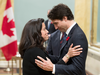 Prime Minister Justin Trudeau speaks with new Justice Minister Jody Wilson-Raybould during a swearing-in ceremony at Rideau Hall, Nov.4, 2015.